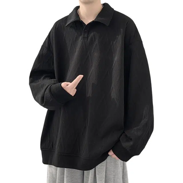 太子龍 潮牌大码亨利领舒适百搭长袖卫衣 男款