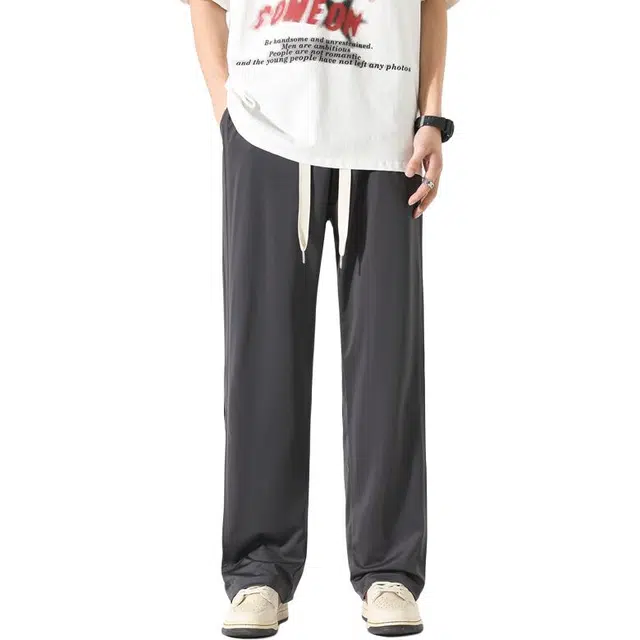 金盾 潮牌垂感宽松直筒裤简约百搭休闲裤 男款