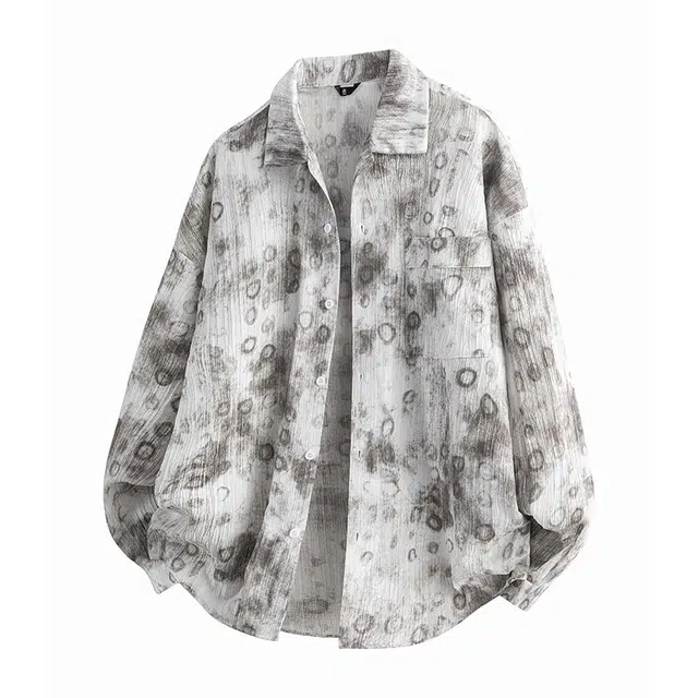 金盾 海浪条印花立体感长袖衬衫 男款