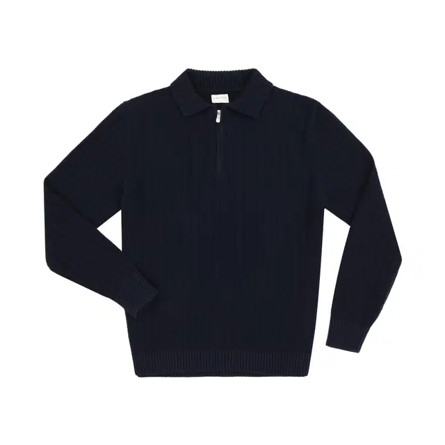 ZINGCHEN Herringbone Knit Polo Sweater