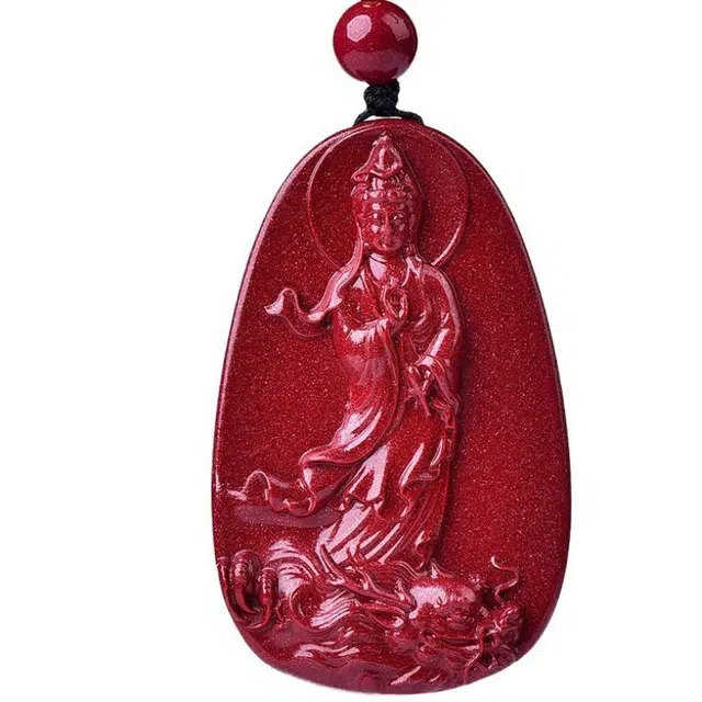 茂琼 简约 时尚 高含量观音菩萨吊坠小众百搭高级感#好运 朱砂 项链 男女同款情侣款