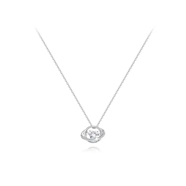 【纯银999 | 星月系列】 六桂福珠宝 经典百搭小众设计极简轻奢高级感学生日常精致简约通勤约会温柔气质可调节锁骨链 足银 项链 女款