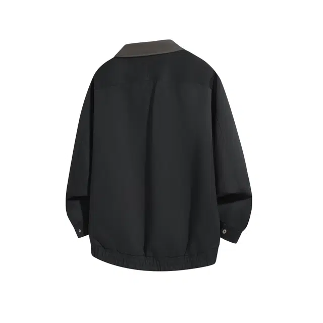 吾皇猫 复古潮牌撞色翻领拉链暗扣设计宽松休闲户外飞行员教练长袖外套夹克 男女同款