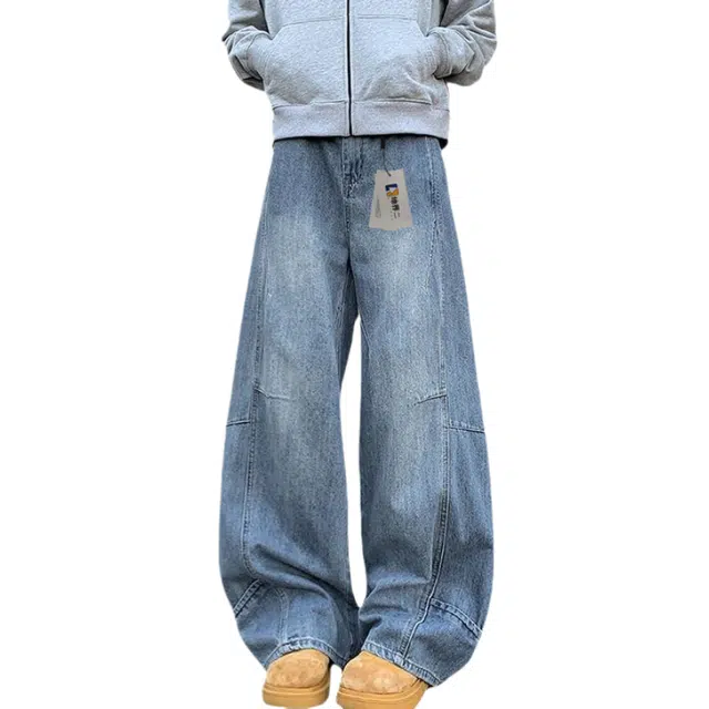 地界二 弯刀垂坠感拖地宽松美式中腰工装裤 男款