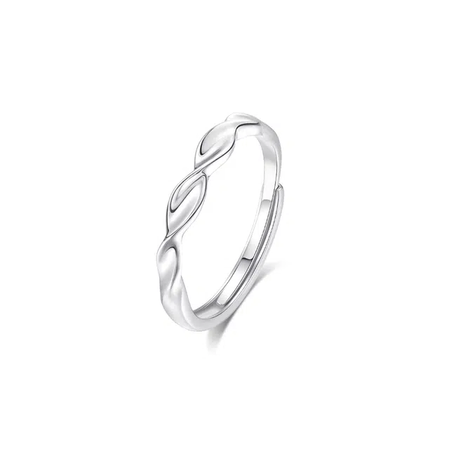 【999足银纯银 莫比乌斯】 福韵金 六桂福珠宝 告白爱意无限轻奢高级简约璀璨闪耀甜蜜约会百搭 银 戒指 男女同款情侣款