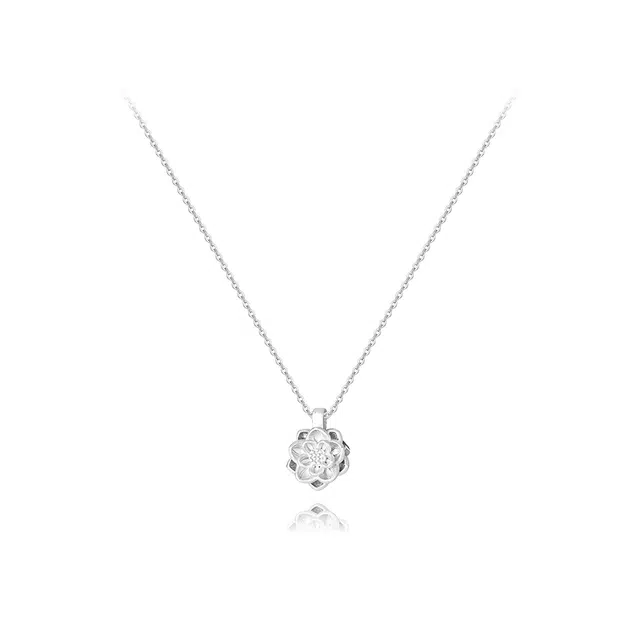 【纯银999 | 莲花】 六桂福珠宝 经典百搭小众设计极简轻奢约会高级感学生日常精致简约通勤温柔气质可调节锁骨链#好运 足银 项链 女款