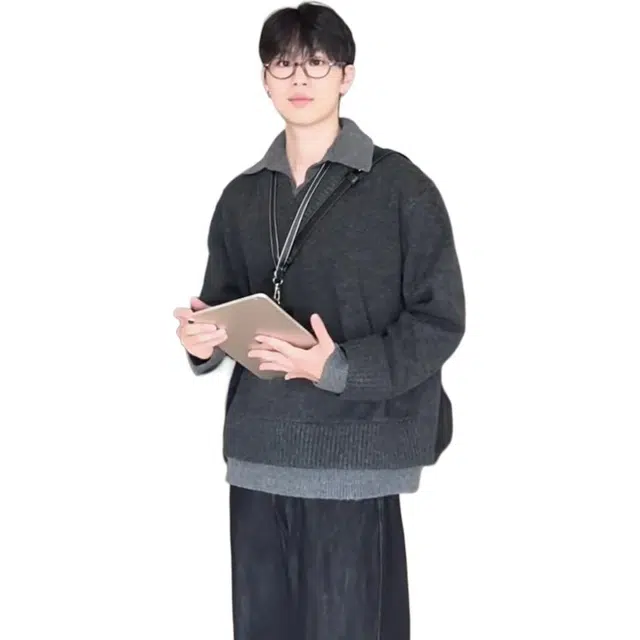 北欧攻略 美式复古氛围感软糯舒适假两件针织衫 男女同款