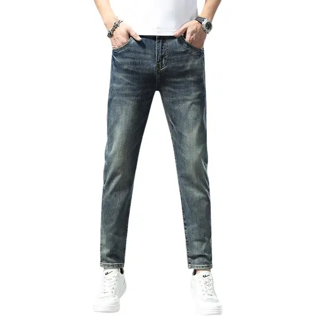 吉肯蒂 时尚九分裤潮牌男修身小脚裤春秋季潮流弹力男士裤子牛仔裤 男款