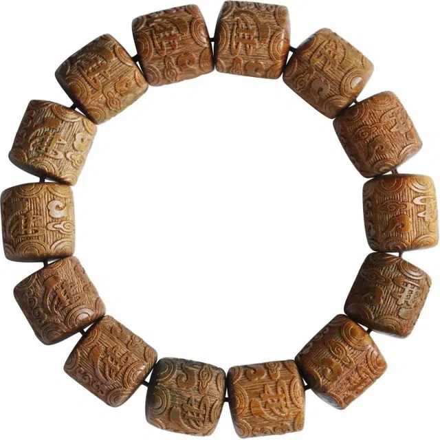 芳缘小傅 文玩佛珠转运珠本命年新中式国风纳福有钱花串珠高级感气质小众雕刻 #好运 绿檀 手串 男女同款情侣款