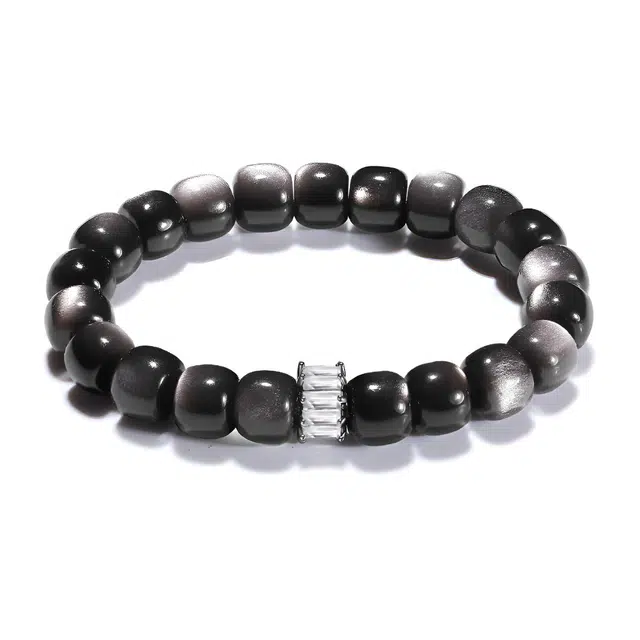 【普陀山官方已过香】 普陀山文创 简约百搭高级感银曜石时来运转 未来可期 事业高升 学业顺利 诸事顺遂#好运 黑曜石 手串 男女同款情侣款