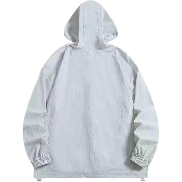 地界二 拼接刺绣连帽衣运动潮牌时尚宽松山系薄款工装夹克衬衫 男款