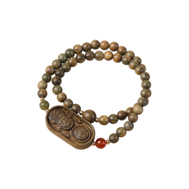 芳缘小傅 扎基拉姆招财纳福文玩佛珠小众简约国风国潮考试上岸小众转运珠双圈 #好运 绿檀 手串 男女同款情侣款