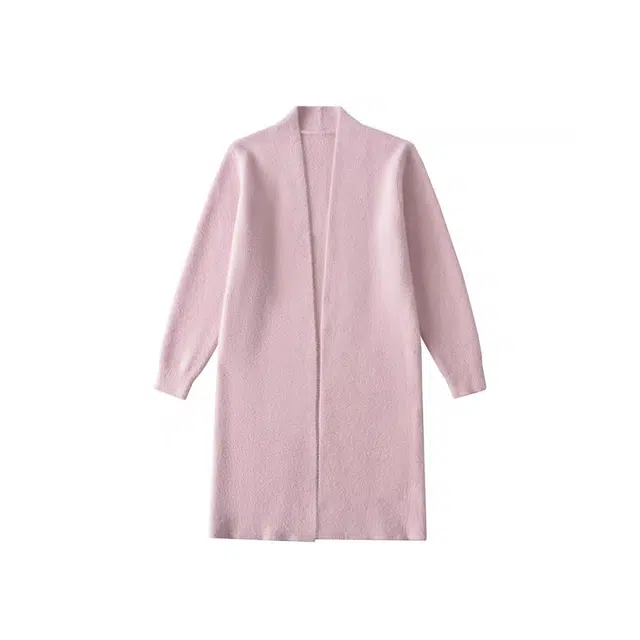 敲模女孩 纯欲风慵懒宽松过膝长裤开衫绒感外套 女款