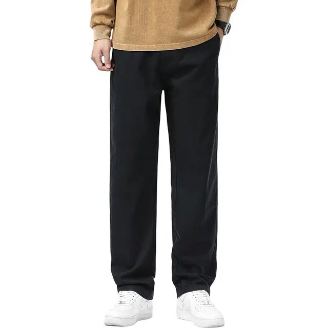 么宁 简约百搭弹力宽松直筒裤潮流时尚舒适垂顺耐磨抗皱个性痞帅阔腿运动休闲裤 男女同款