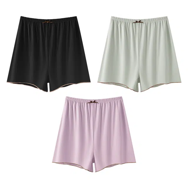 二三二三 简约甜美清新蝴蝶结宽松居家防走光可外穿打底裤亲肤柔软不卷边防夹臀无痕舒适日常百搭短裤组合装平角内裤 女款