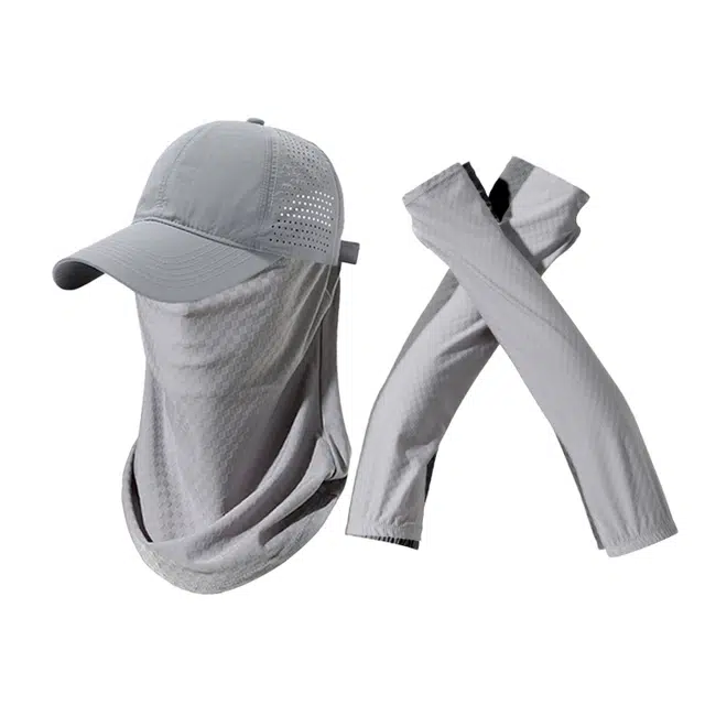 南极人 速干棒球帽宽帽檐大脸显脸小软顶遮阳帽子防晒面罩全脸防紫外线冰丝袖套户外骑行钓鱼登山冰凉透气 轻薄款 鸭舌帽 男女同款情侣款