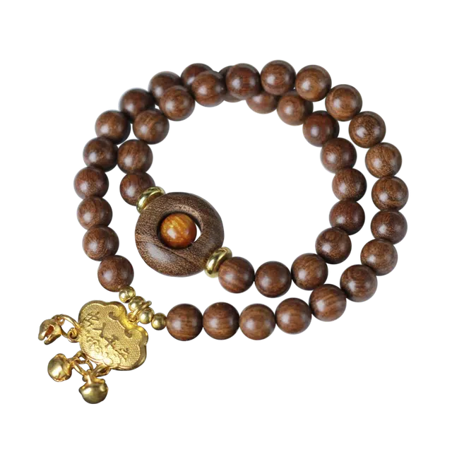 【平安锁】 芳缘小傅 文玩转运珠新中式国风纳福有钱花 高级感气质森系小众叠戴 #好运 金丝檀木 手串 男女同款情侣款