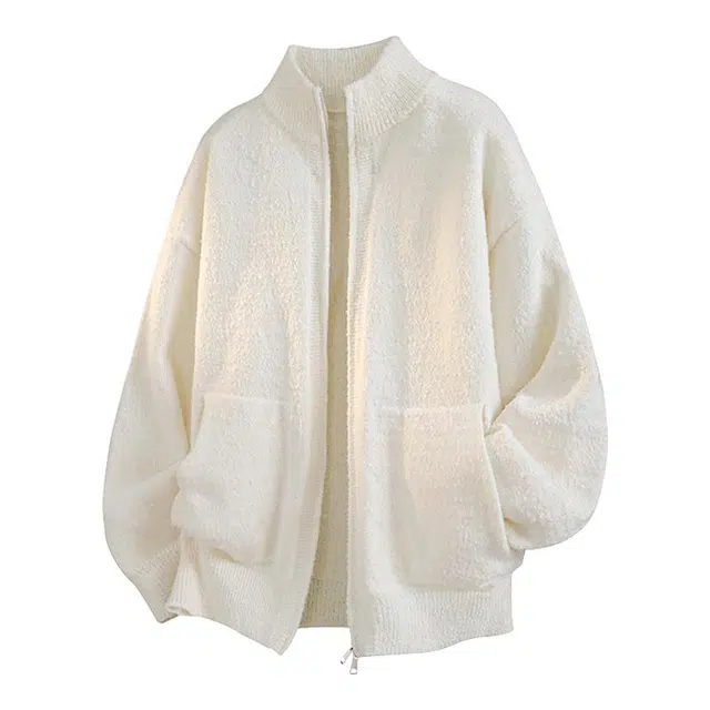 金盾 拉链落肩袖立领针织衫 男款