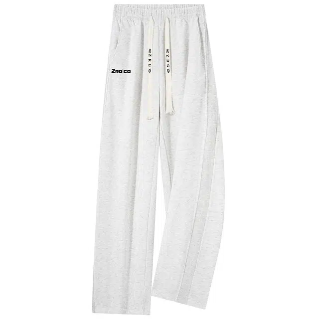 梓润格 复古学院风与美式高街碰撞夏季薄款冰丝裤凉感十足超舒服明线弯刀设计有个性宽松显瘦又百搭休闲裤 男女同款