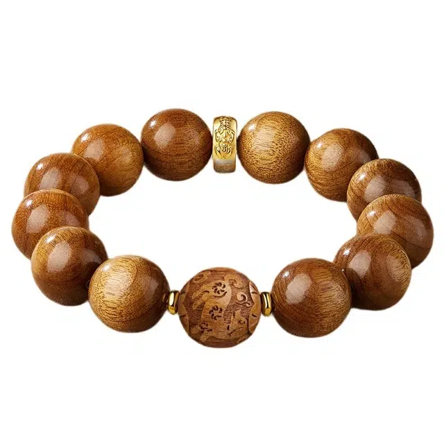 宣华意 国风新中式时尚复古风高端文玩佛珠十二生肖 招财貔貅 平安顺遂 #好运 盘玩 楠木 手串 男女同款情侣款