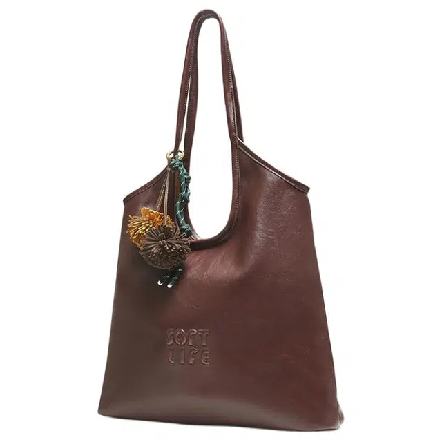 百思图 轻便简约风格百搭时尚外观通勤 人造革 单肩包 大号 女款 酒红色/棕色