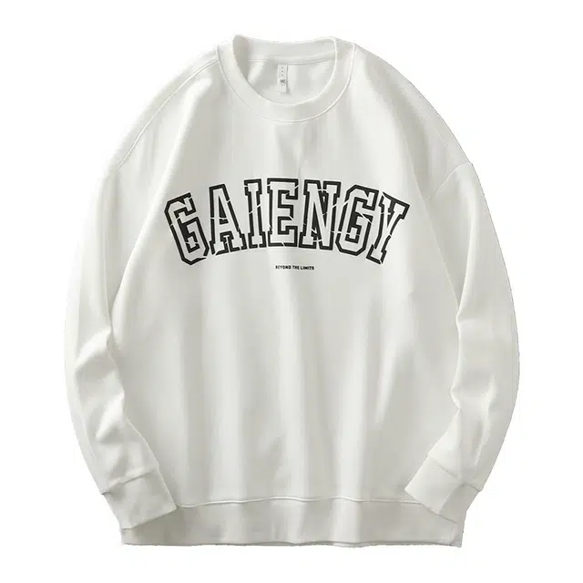 杜克恩 美式复古重磅字母发泡印花圆领套头秋季宽松休闲街头潮流简约设计感长袖情侣卫衣 男女同款