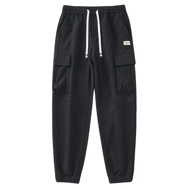 洞洞拐 日系复古工装裤纯色多口袋束脚哈伦裤子休闲裤 男女同款