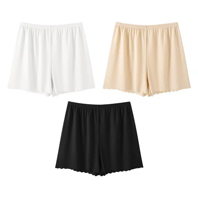 二三二三 清新冰丝无痕亲肤柔软舒适女士纯色防夹臀防走光安全裤透气不闷汗可外穿简约日常打底短裤组合装 平角内裤 女款