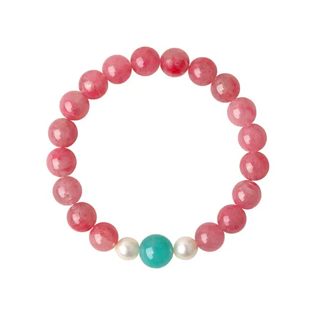 千叶珠宝 碧海樱霞 蔷薇淡水珍珠好运招桃花旺人缘串珠 小众简约设计款甜美手链天然 粉水晶 手串  女款