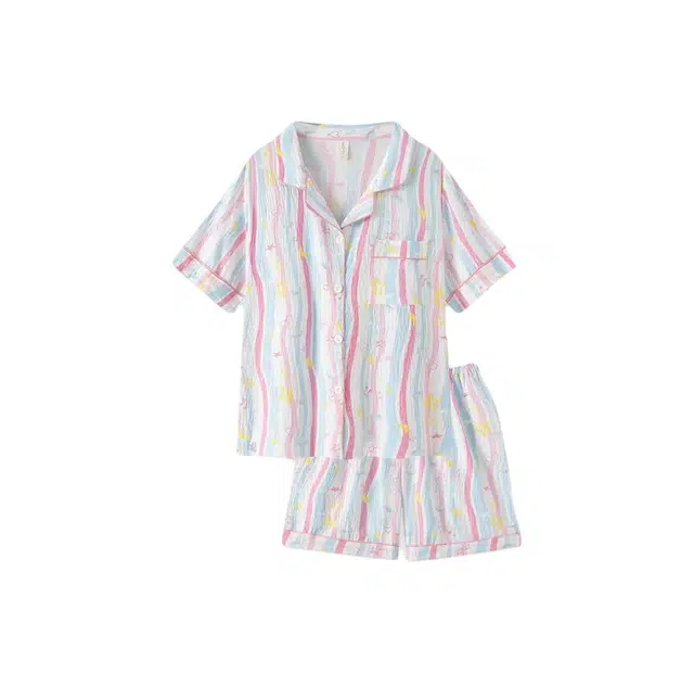 顶瓜瓜 家居简约休闲设计星星条纹印花服睡衣套装 女款