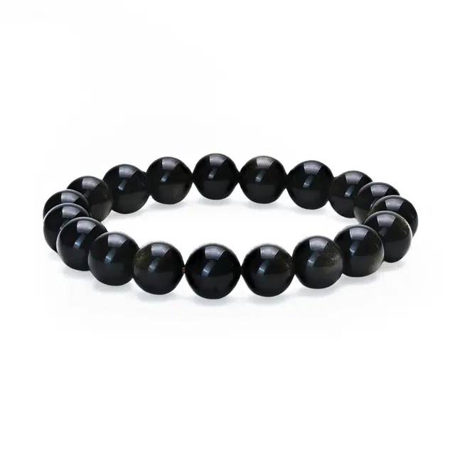 周大生 诸事顺利  圆润光滑#好运天然 黑曜石 手串 男女同款情侣款