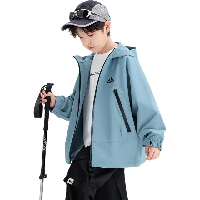 左西冲锋衣 自然探险家系列 机能登山服三合一户外服 防风挡雨连帽外套 春秋款 中小童