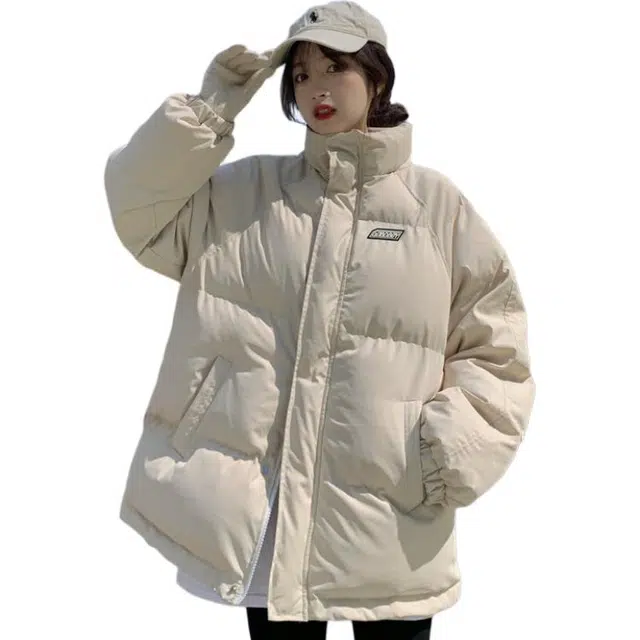 丝絮丝绸 秋冬季韩版宽松加厚学生外套街头风棉服 女款