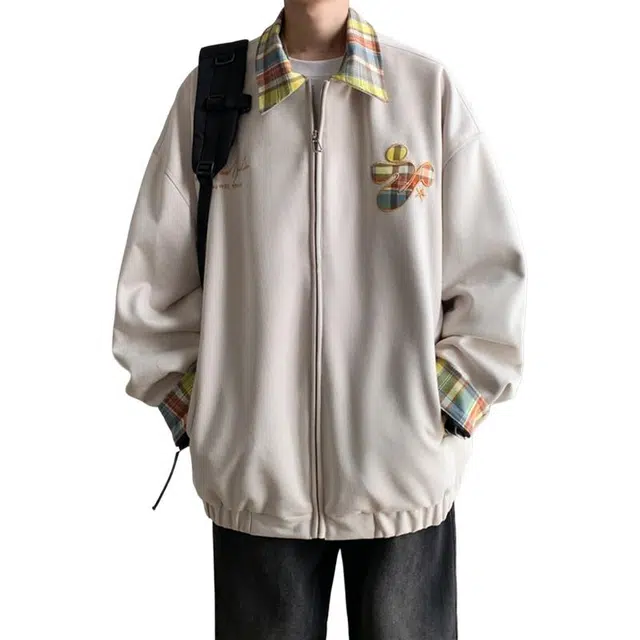 佐菲利 美式复古外套宽松设计感痞帅翻领装潮牌时尚上衣夹克 男女同款