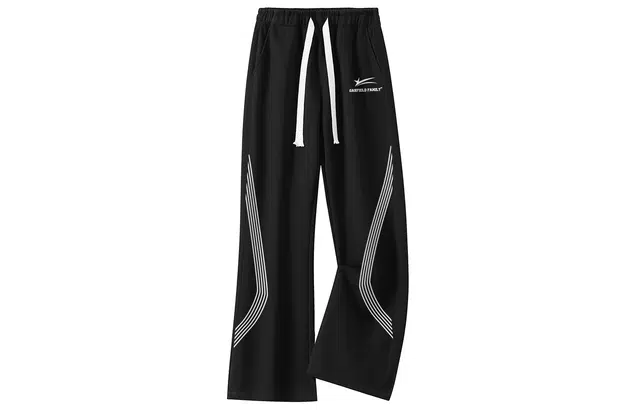 加菲猫家族 创意科技感字母印花宽松休闲美式复古高街时尚潮牌百搭学院风日常户外直筒系带微喇针织运动裤 男女同款