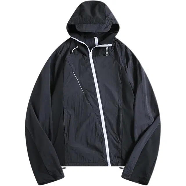 地界二 机能户外透气连帽衣运动解构冰丝薄款外套衬衫 男款