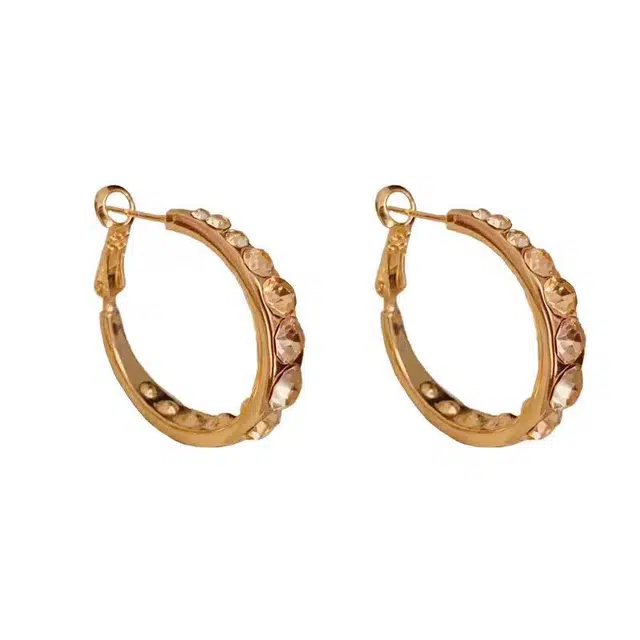 澜耀 金环珀钻 时尚轻奢小众圈圈耳扣 铜合金 耳环 女款