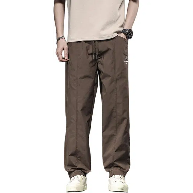潮人榜 美式拼接防水防污速干裤筒长裤休闲裤 男款
