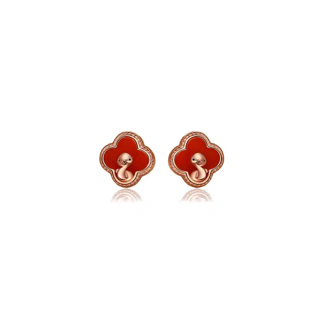 兮星泊 萌蛇幸运四叶草本命年平安轻奢简约#好运天然 玛瑙 项链 女款