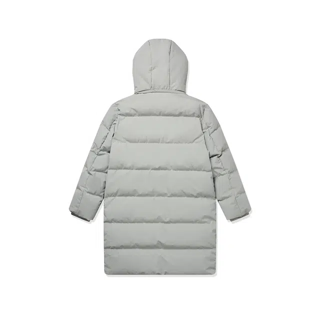 鸿星尔克 综训系列 舒适休闲简约长款连帽羽绒服 男款 冰川灰