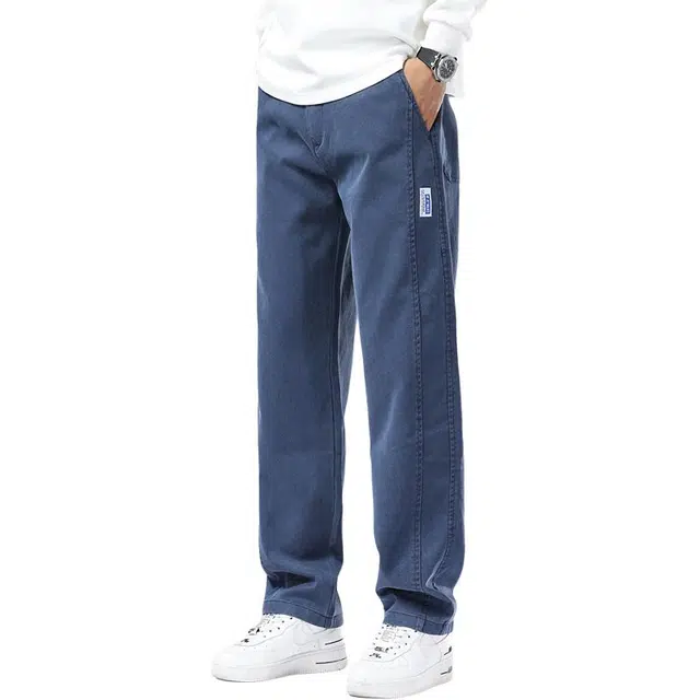 么宁 潮流时尚个性简约百搭宽松直筒裤弹力舒适透气运动休闲裤 男女同款