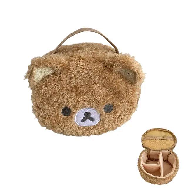 艾情草之恋可爱小熊化妆包 便携旅行刺绣立体手提洗漱收纳包袋 清新甜美