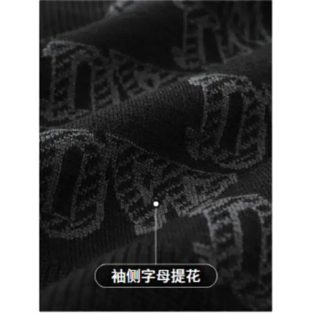 与狼共舞 时尚高街字母提花潮流百搭软糯亲肤保暖圆领针织毛衣 男款