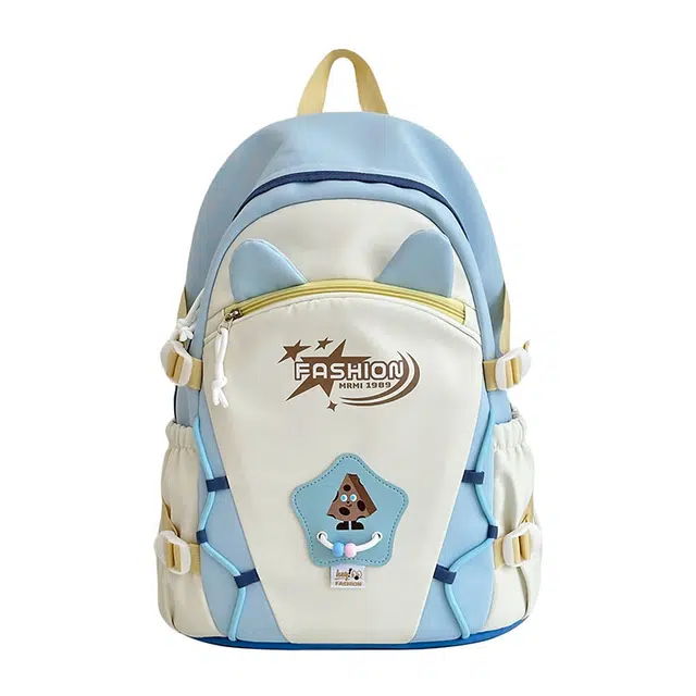 蔻蒂熊 可爱撞色少女高颜值背包大容量休闲百搭实用简约设计 涤纶 双肩包 常规 黑色  /粉红色  /紫罗兰  /浅绿色 / 浅蓝色