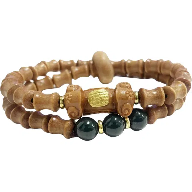 郁馨 藏式吉祥如意本命年转运盘玩串珠手饰 文雅温柔国潮复古民族风 节节高升学业有成#好运 檀木 手串 男女同款情侣款