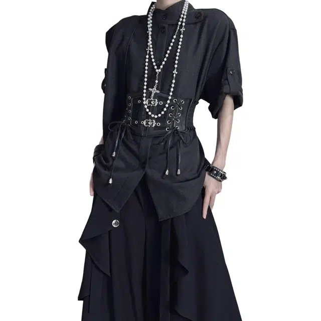 寻星记 新中式国风潮流解构设计感舒适百搭休闲立领围巾飘带道袍衬衫 男女同款