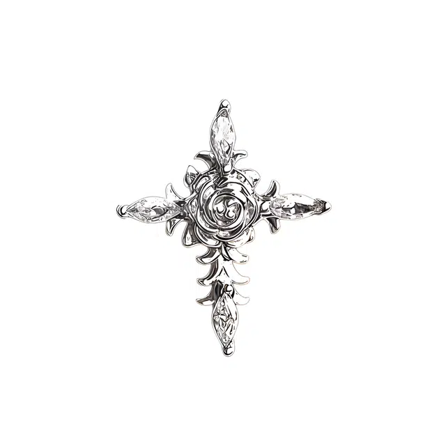 前方大荒野 玫瑰十字架璀璨闪亮轻奢高级感时尚小众设计浪漫迷人精致小巧#好运 锆石 耳钉 女款