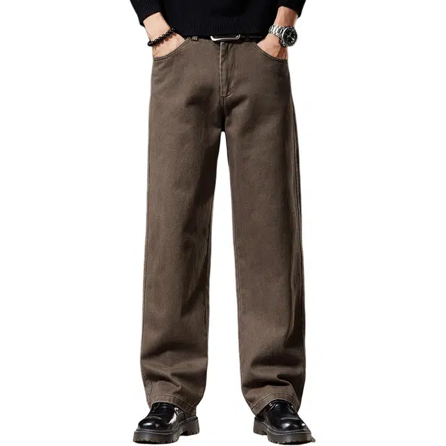 贵色 秋季 日系简约风潮流百搭直筒日常出行立体裁剪设计垂感长裤休闲裤 宽松 男女同款