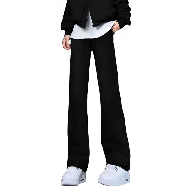 微牛 美式高街复古弯刀纯色基础款水洗做旧多风格融合舒适显高显瘦牛仔裤 男女同款