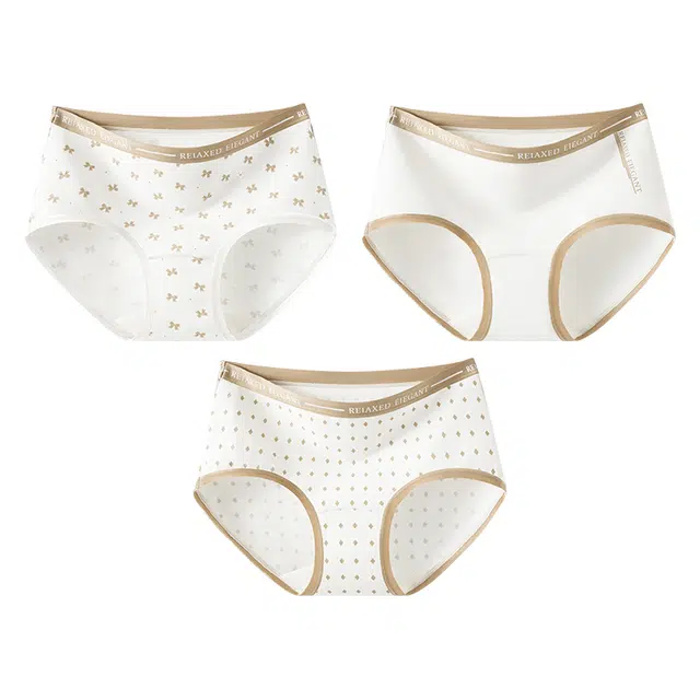 二三二三 日系甜美风元气印花少女亲肤柔软无痕舒适透气轻薄中腰防夹臀可爱百搭日常短裤组合装三角内裤 女款